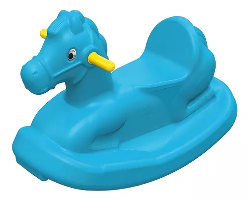 Gangorra Cavalinho Balanço Infantil Criança Azul